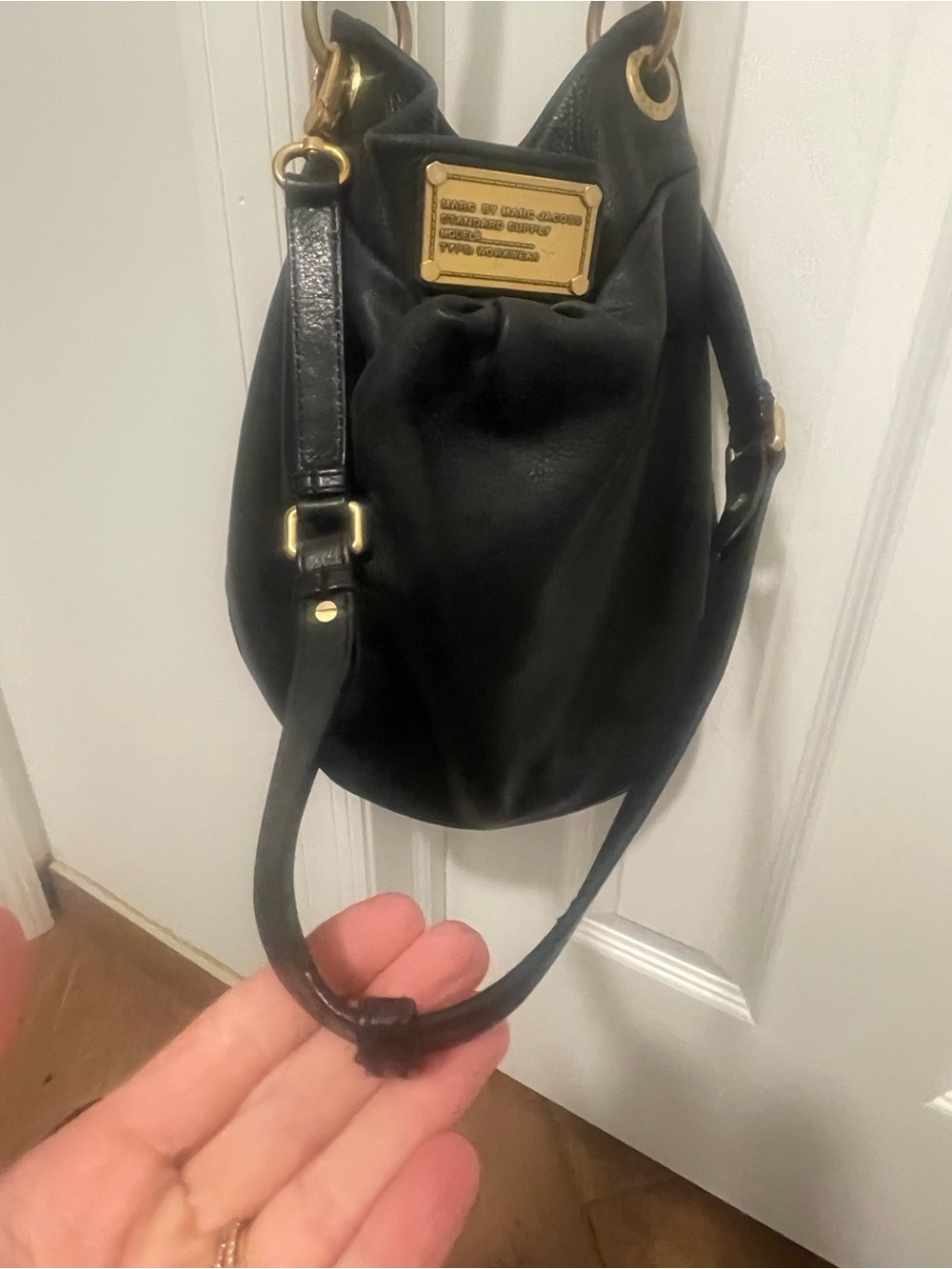 Marc by Marc Jacobs Black Pebbled Leather Hobo with Gold Hardware - Picture 3 of 16